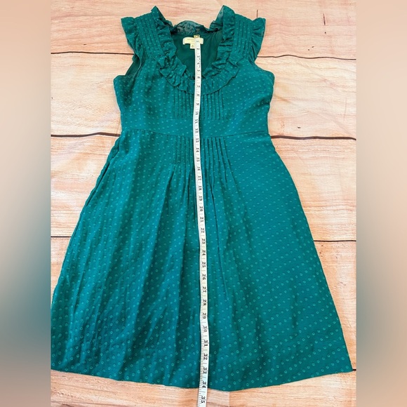 MOULINETTE SOEURS‎ ANTHROPOLOGIE Dress Ruffled Teal Eyelet Womens 6 Cotton Silk - Picture 6 of 9